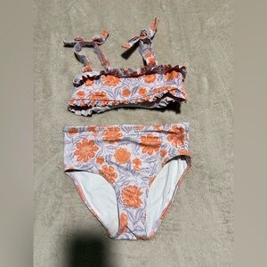Janie and Jack Orange and Purple Floral Bikini